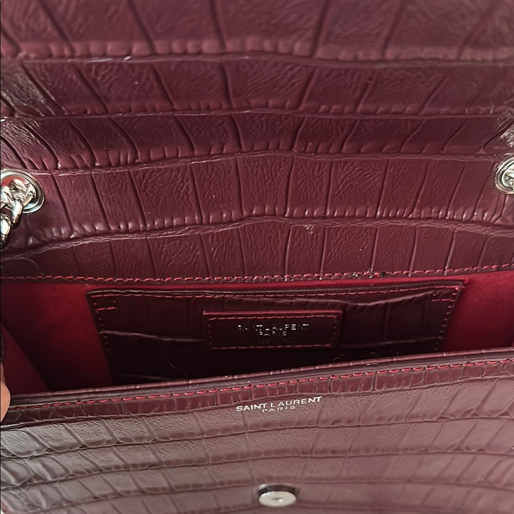 Yves Saint Laurent Burgundy Croc-Embossed Chain Bag YSL - MOVING SALE! - Picture 6 of 7